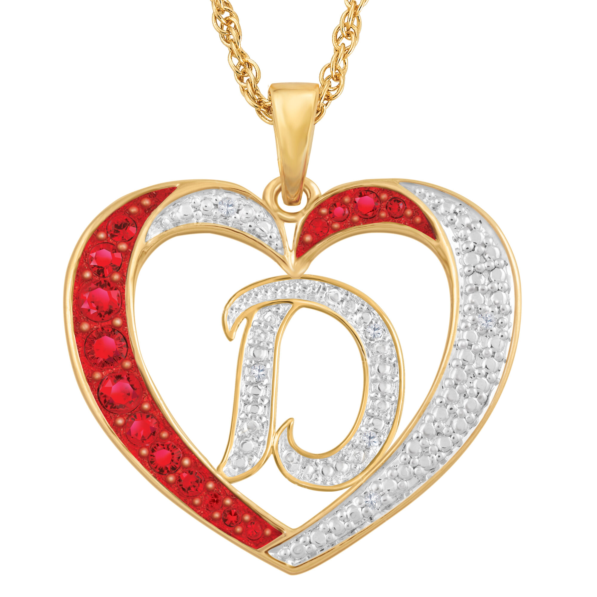 Personalized Diamond Heart Pendant 2300 0011 d initial D