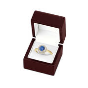 Tanzanite Diamond Halo 9kt Gold Ring 12051 0011 g giftbox