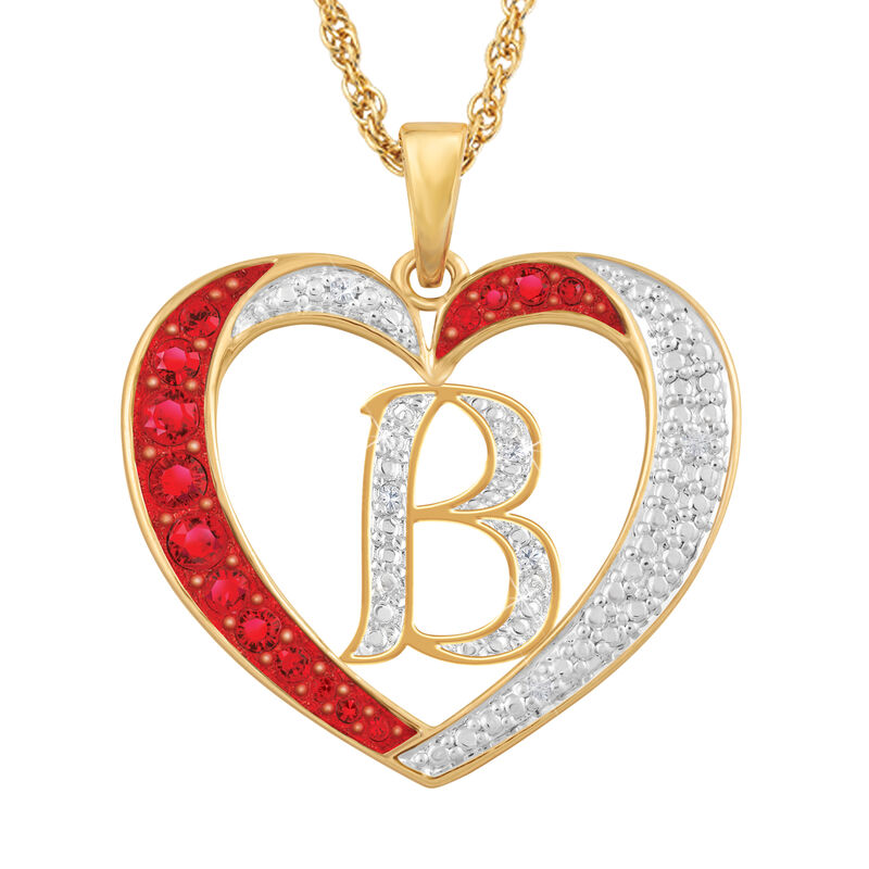 For My Daughter Diamond Initial Heart Pendant 10119 0015 a b initial