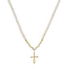 Pearl and Diamond Cross Necklace 10708 0012 a main
