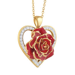 True Love Genuine Rose Heart Pendant with FREE Poem Card 2249 0064 b side view