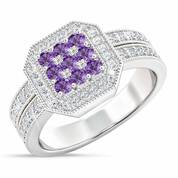 Flair  Square Personalized Birthstone  Diamond Ring 2306 001 5 2