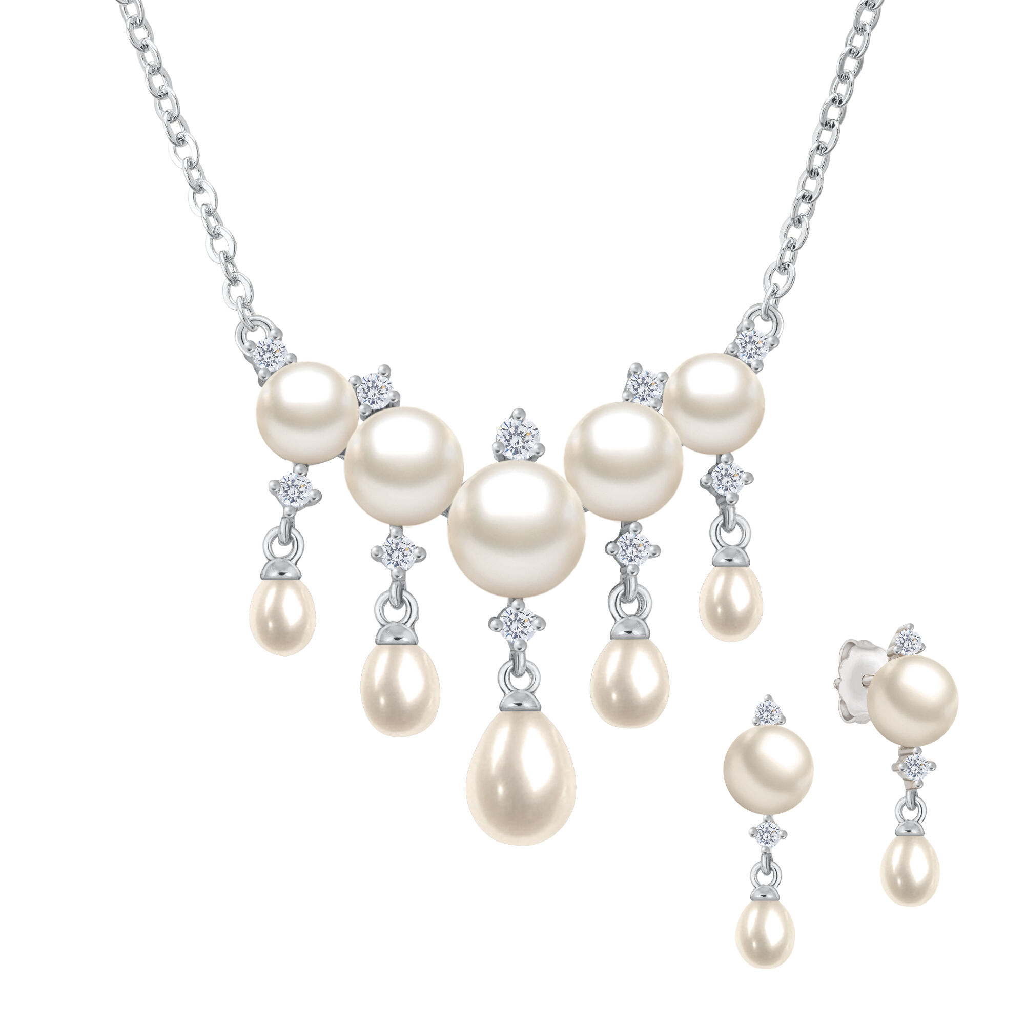 Cascading pearl necklace outlet