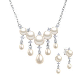Cascading Pearls Necklace and Earring Set 6741 0019 a main