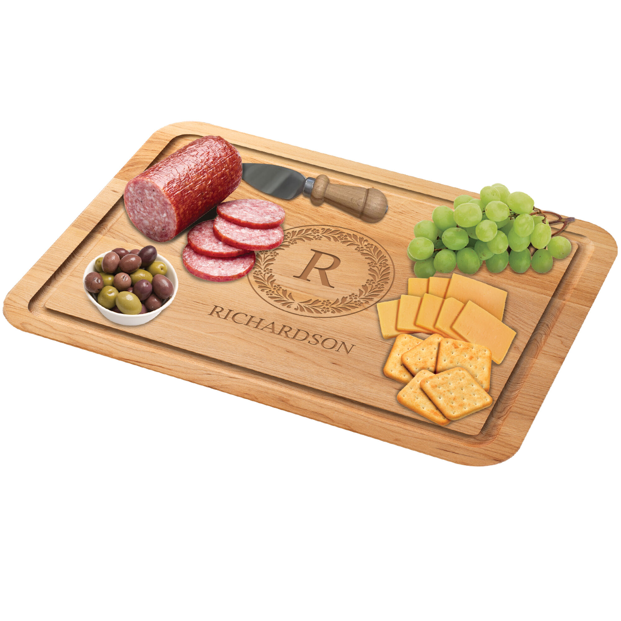 The Personalized Maple Cutting Board with Free Knife 1468 0037 c meat with cheese