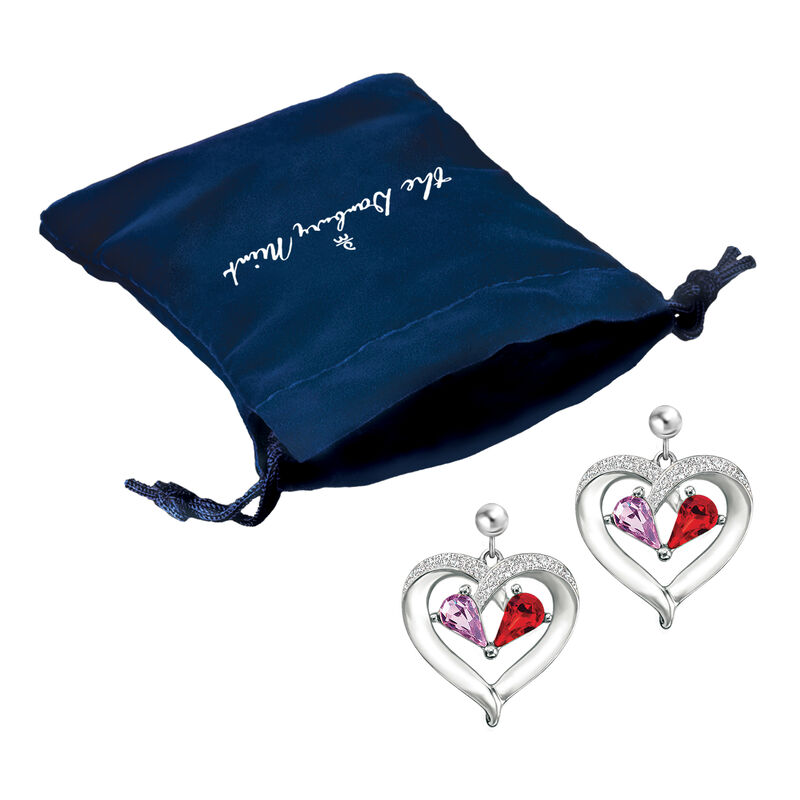 Forever Together Birthstone Diamond Heart Earrings 4301 0081 g gift pouch
