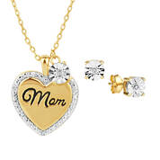 Mom Diamond Heart Pendant Earrings Set 11142 0733 a main