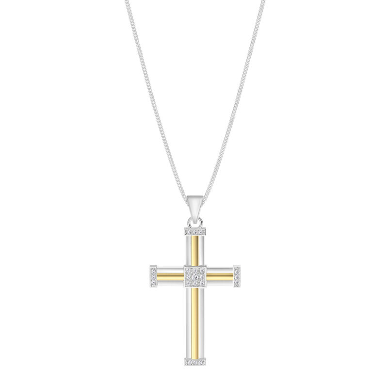 Diamond Devotion Gold Silver Mens Cross Pendant 10362 0019 c pendatn chain
