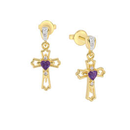 Amethyst Hearts Diamond Cross Pendant Earring Set 10402 0011 c earrings