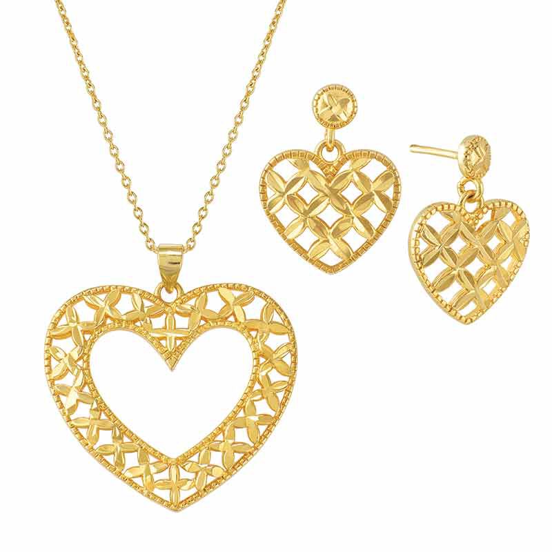 Revere 9ct Gold Medium Cut Out Heart Puffy Pendant 