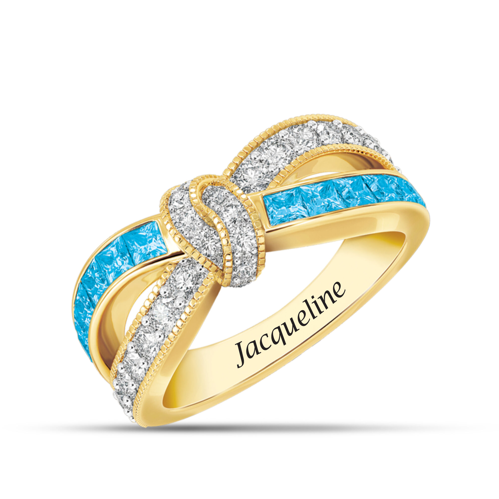 Birthstone swirl personalized ring top
