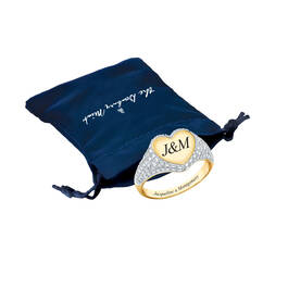 Personalized Diamond Heart Signet Ring 10185 0022 g gift pouch