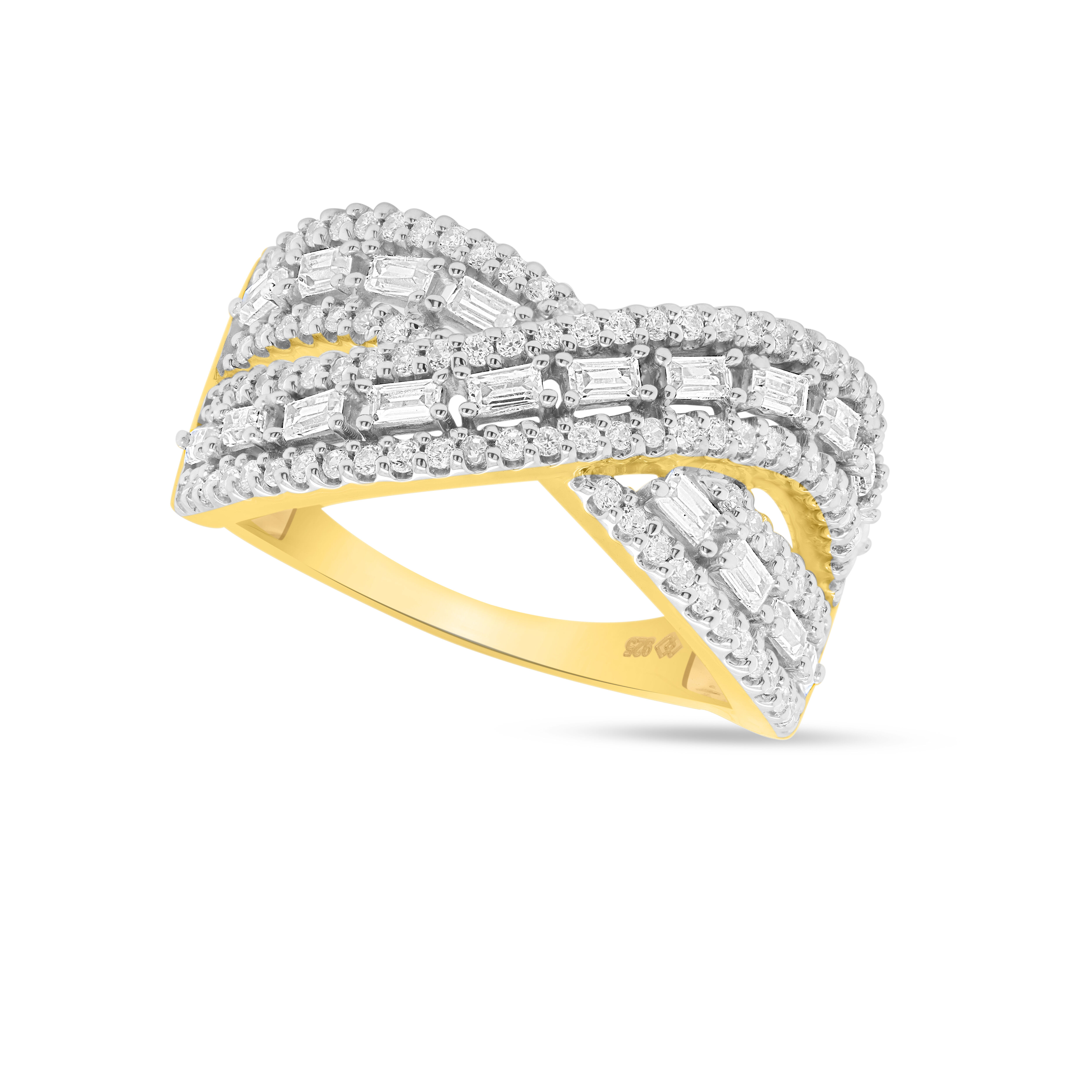 Fancy Genuine Diamond 14k Y Gold Crossover Ring 11142 0170 a main