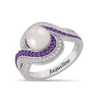 Personalized Pearl Birthstone Swirl Ring 11064 0018 b february