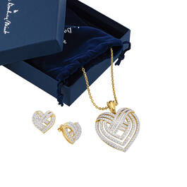 The Golden Kiss Heart Pendant with FREE Matching Earrings 10684 0010 g gift pouch box