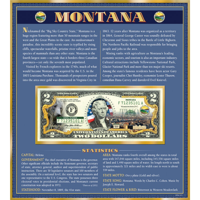 The United States Enhanced Two Dollar Bill Collection 6448 0031 a Montana
