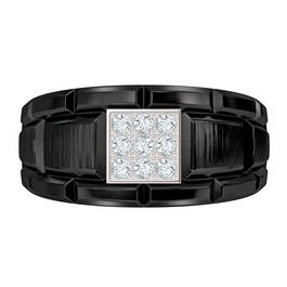 Black Steel Mens Ring 10421 0018 b front
