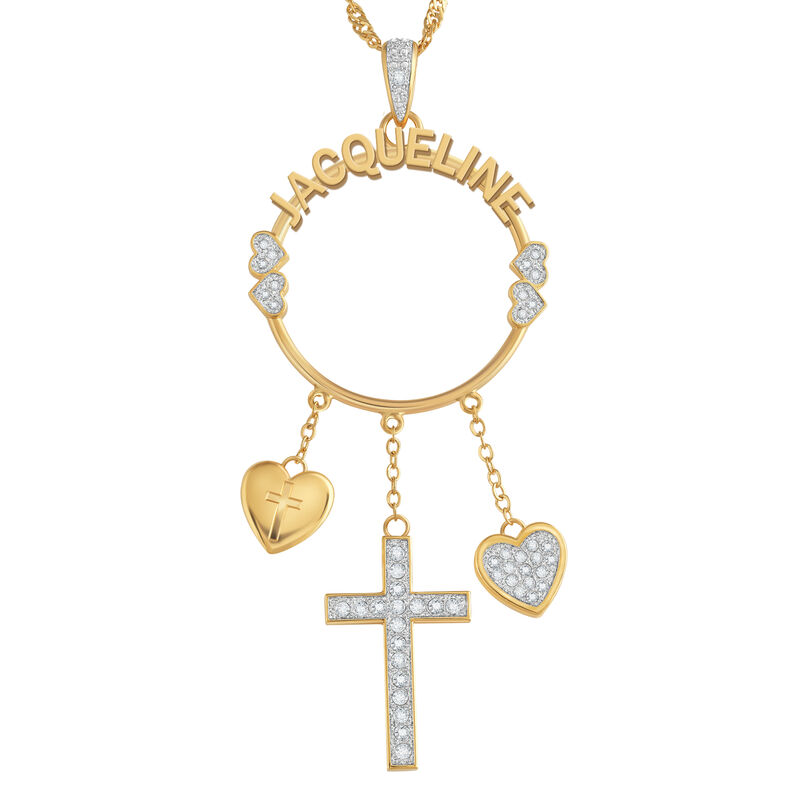 Personalized Diamond Cross Charm Necklace 10715 0013 a main