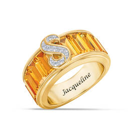 Personalized Birthstone Diamond Initial Ring 11033 0016 k november