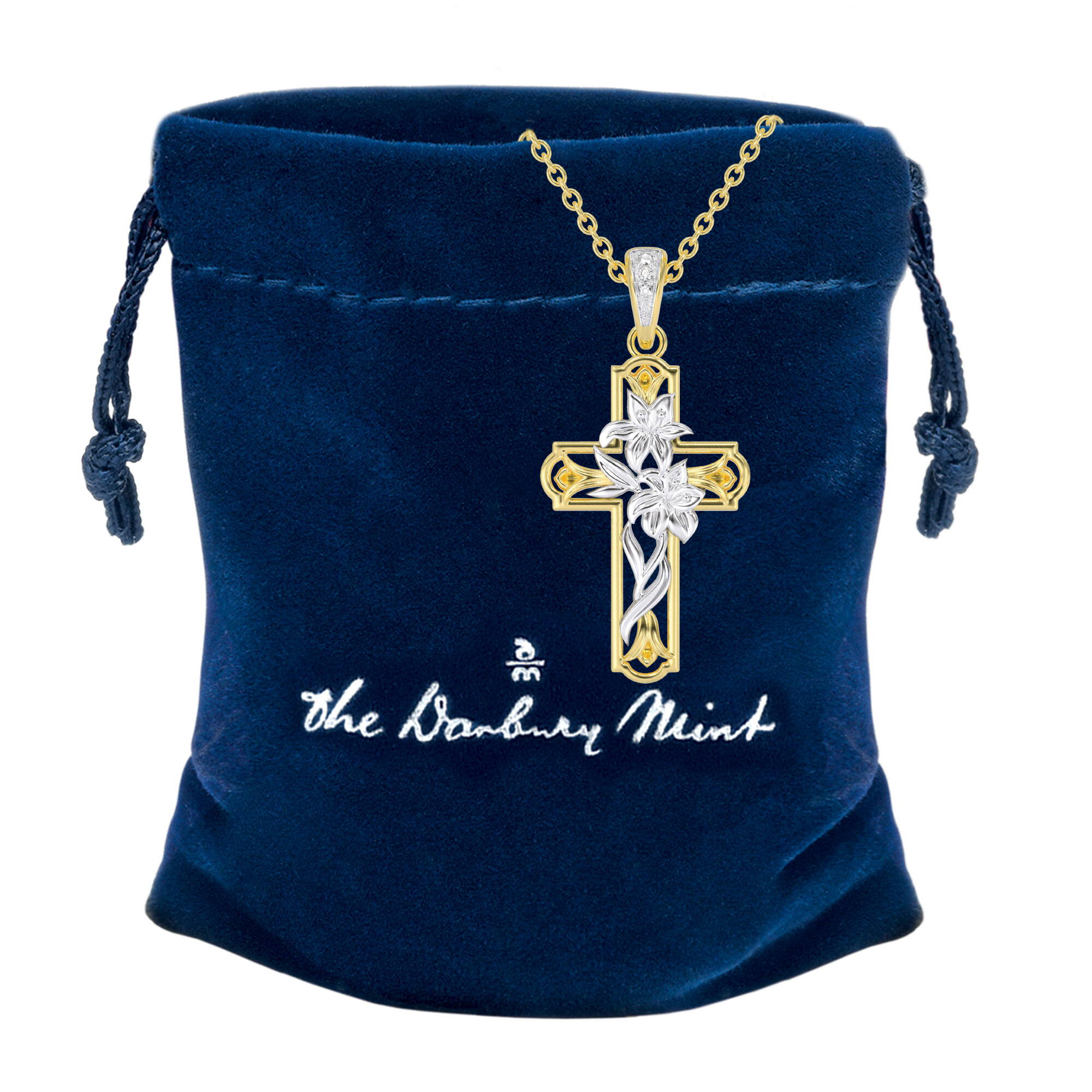The Lord is My Shepherd Diamond Cross Pendant 10505 0017 g gift pouch