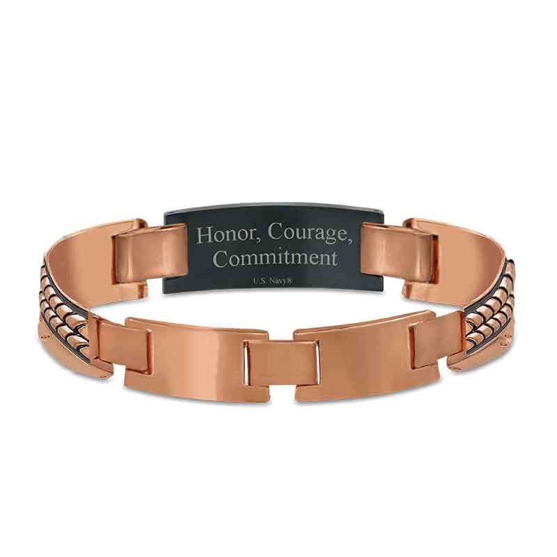 Copper inscribed plate ID bracelet  with copper chain