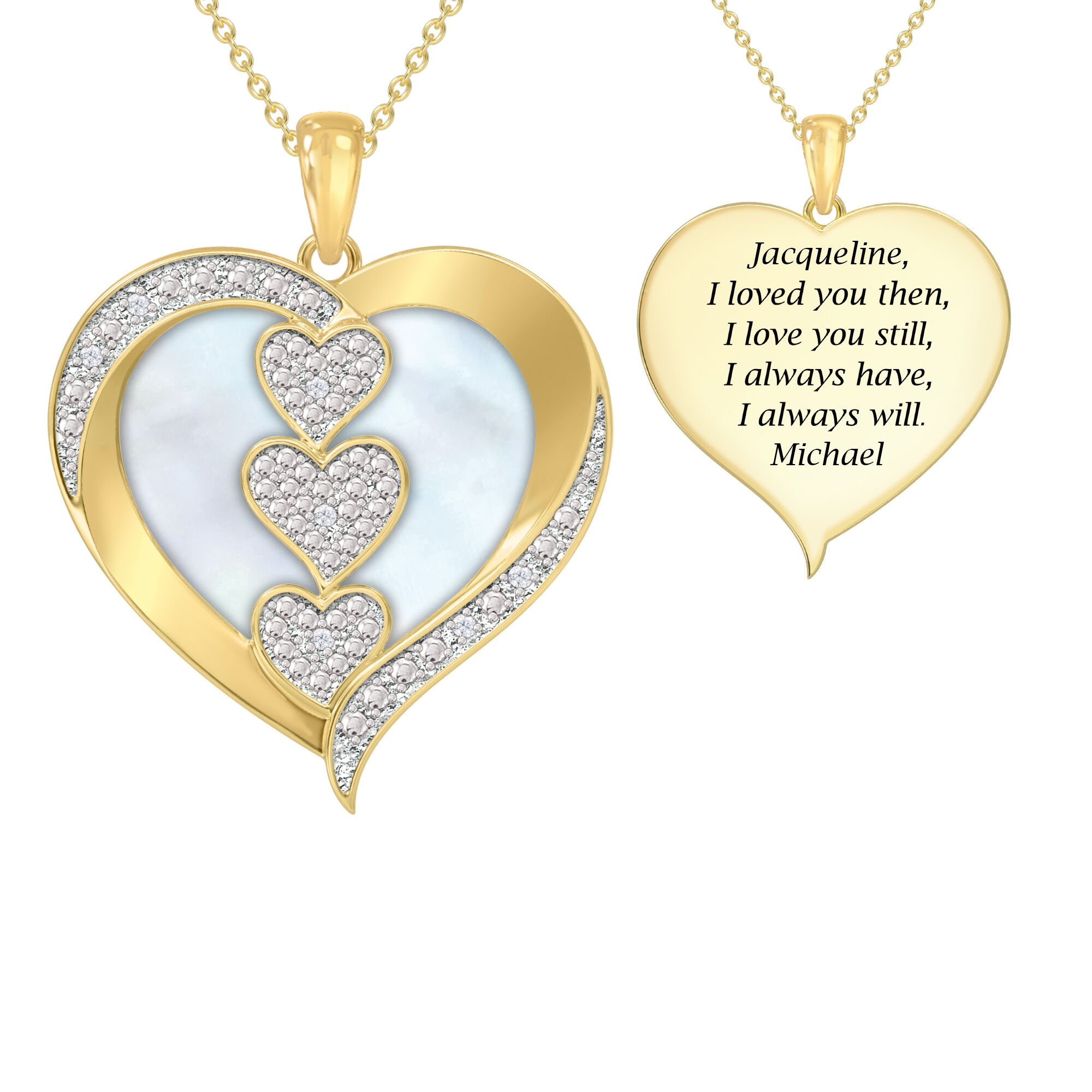 I Love You Personalized Custom Diamond Pendant