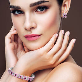 Cherry Blossom Crystal Bracelet with FREE Matching Earrings 11989 0010 m model