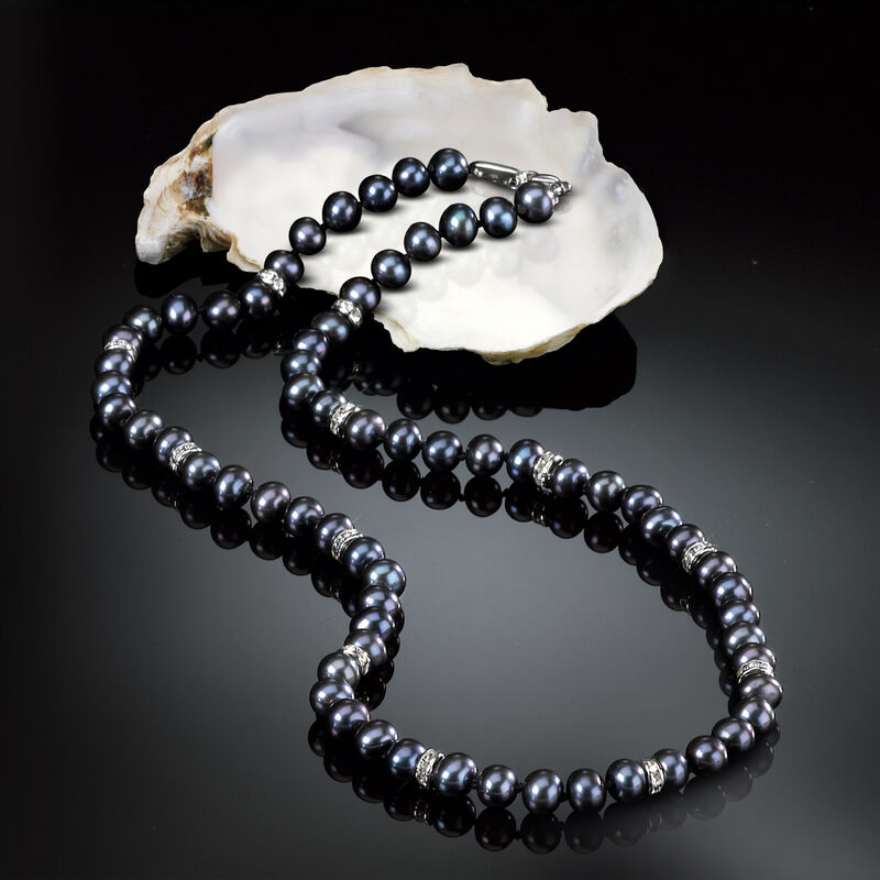 Midnight Spell Black Pearl Necklace with FREE Bracelet 1333 0311 d pearl necklace