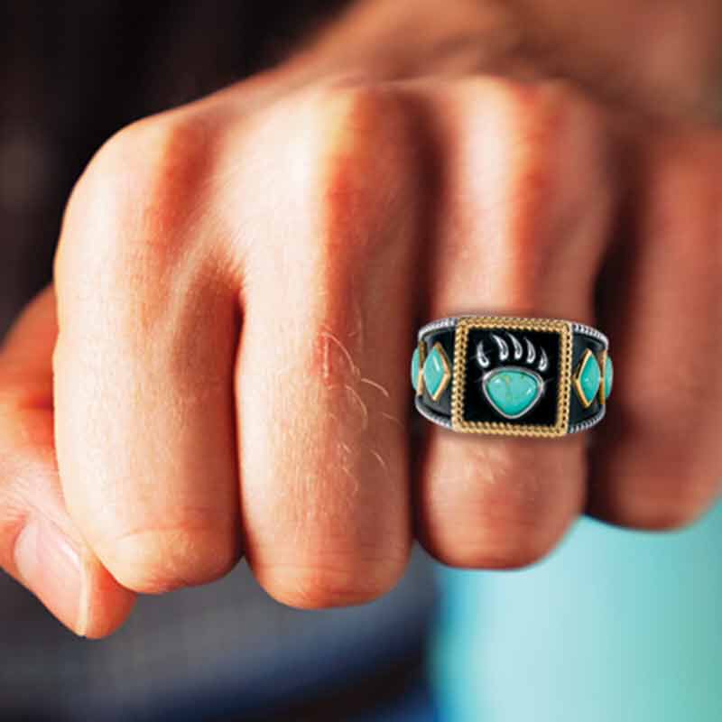 Turquoise bear claw ring cheap