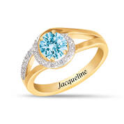 Personalized Genuine Birthstone & Diamond Swirl Ring 11760 0031 a march