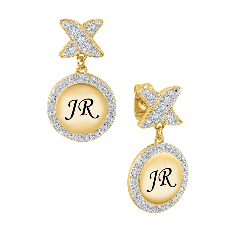 Personalized Diamond Kiss Ring with Free Earrings 1918 0157 b earring