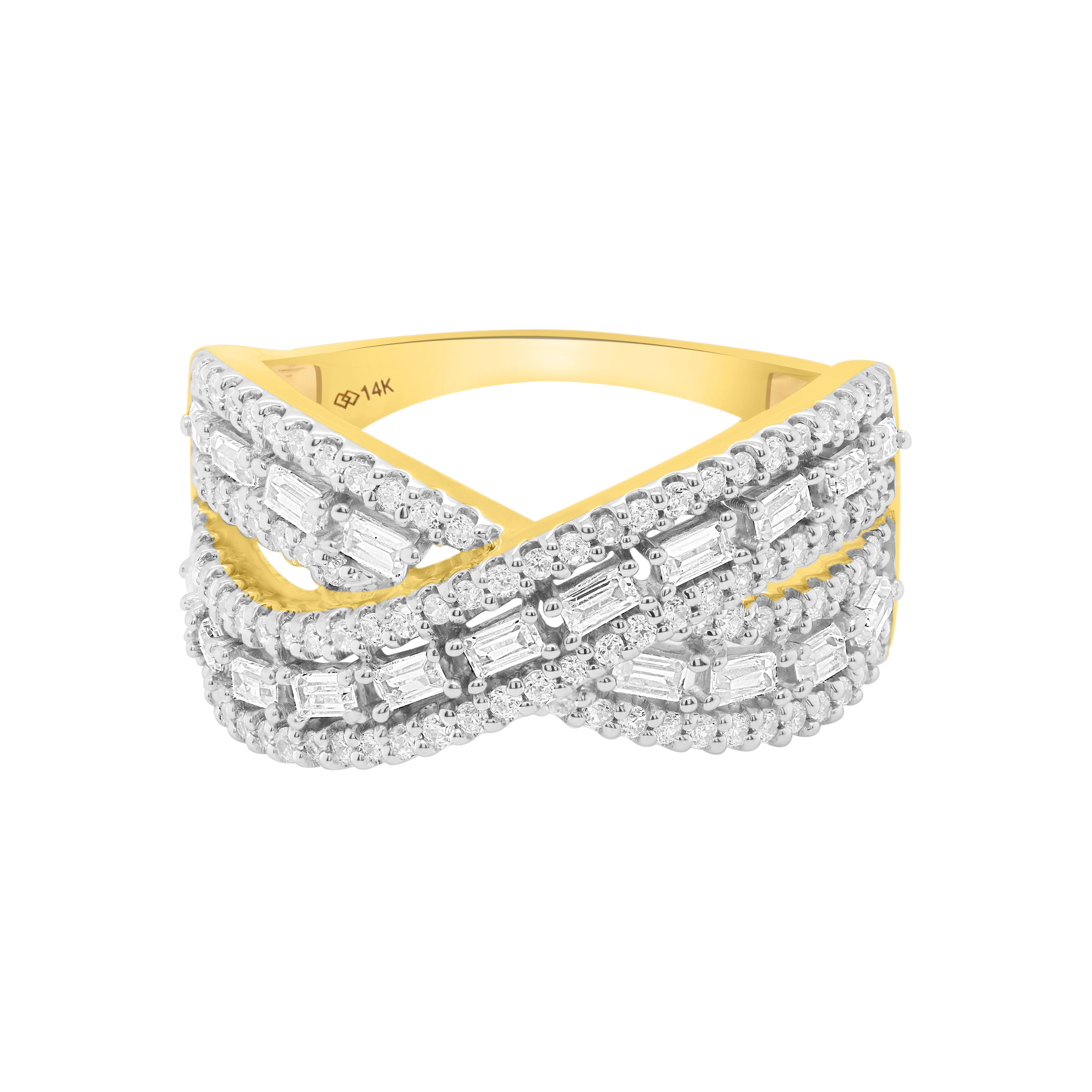 Fancy Genuine Diamond 14k Y Gold Crossover Ring 11142 0170 b alt
