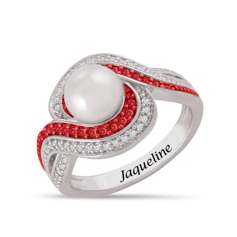 Personalized Pearl Birthstone Swirl Ring 11064 0018 g july