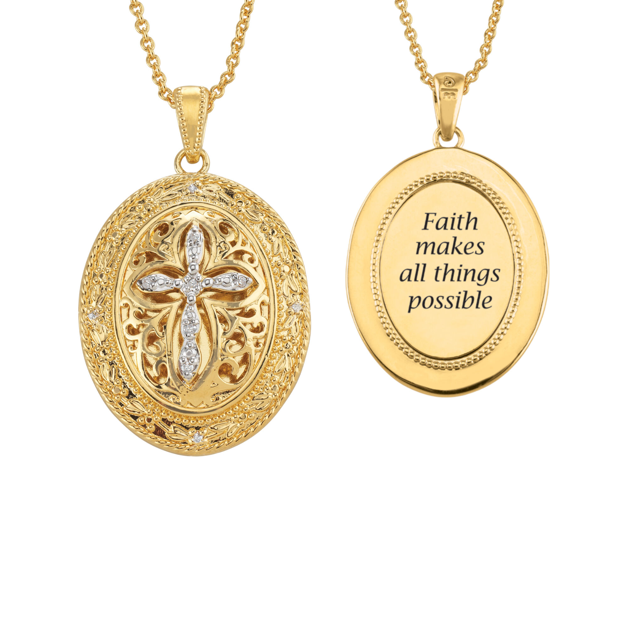Faith Makes All Things Possible Diamond Cross Pendant