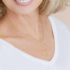 Personalized Diamond Cross Charm Necklace 10715 0013 m model