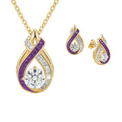 Birthstone Swirl Pendant with Free Matching Earrings 12210 0019 b february
