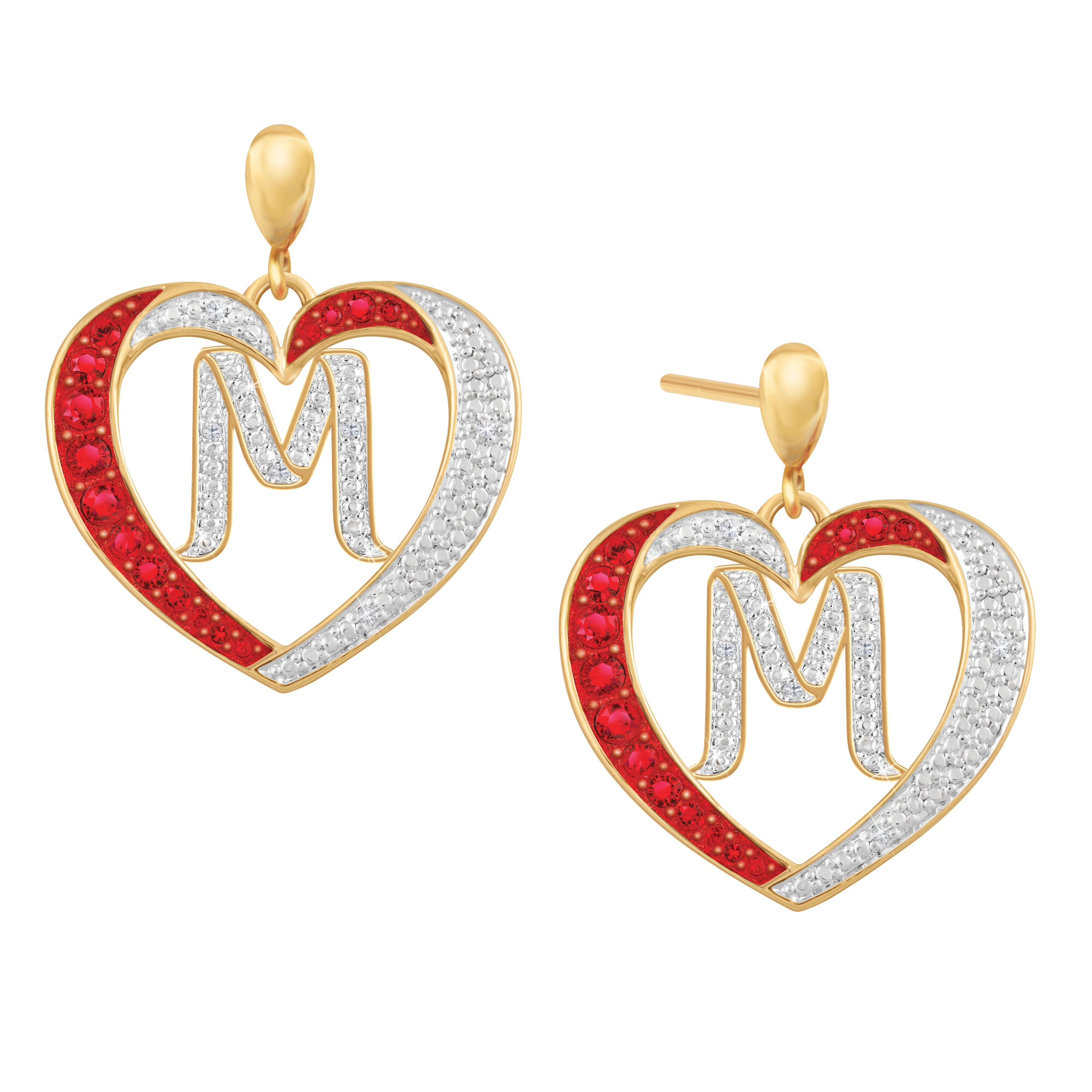 Diamond Initial Heart Earrings 2300 0094 m initial