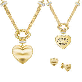 Personalized ILoveYou Golden HeartDiamond Necklace Free Matching Necklace 12277 0019 a main