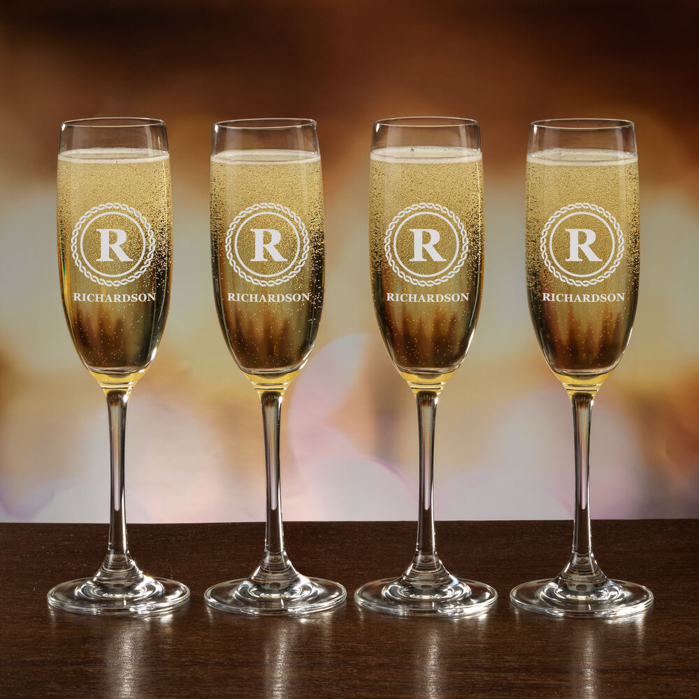 The Personalized Set Of Four Champagne Flutes