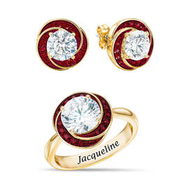 Love Knot Birthstone Ring with Free Matching Earrings 12097 0017 a main