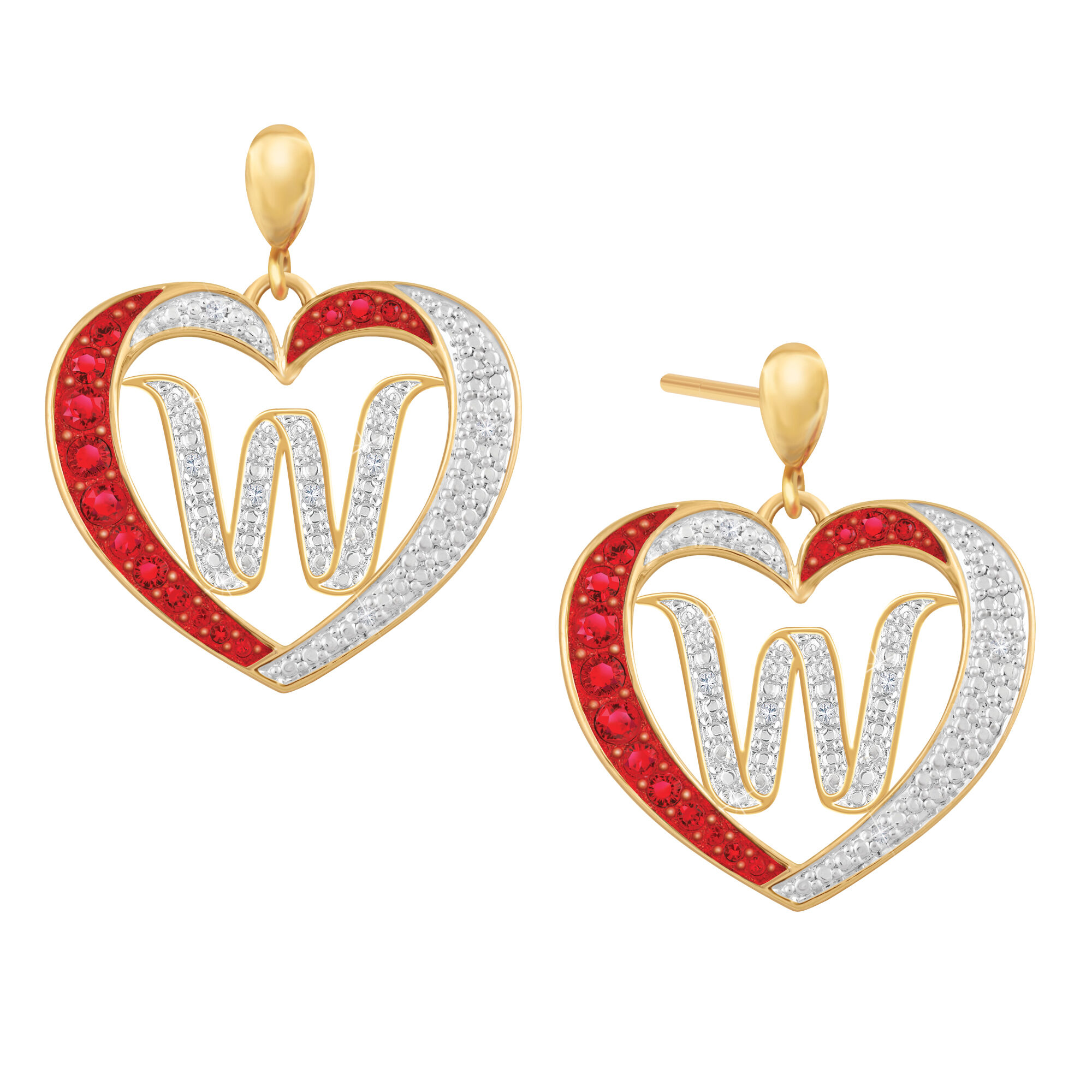Diamond Initial Heart Earrings 2300 0094 w initial