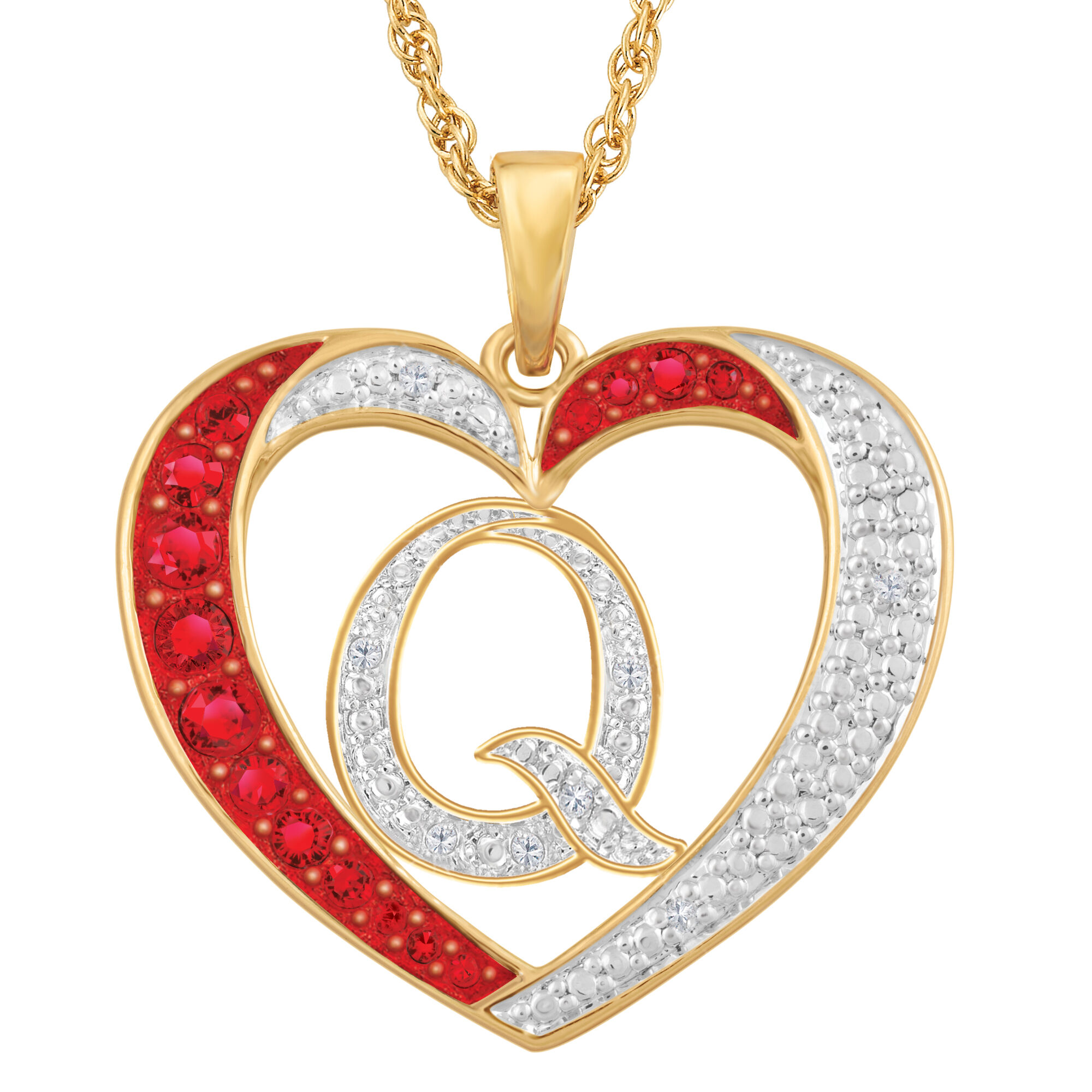 Personalized Diamond Heart Pendant 2300 0011 q initial Q