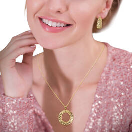 Golden Kisses Diamond Cut Hoops with free pendant 10604 0017 m model