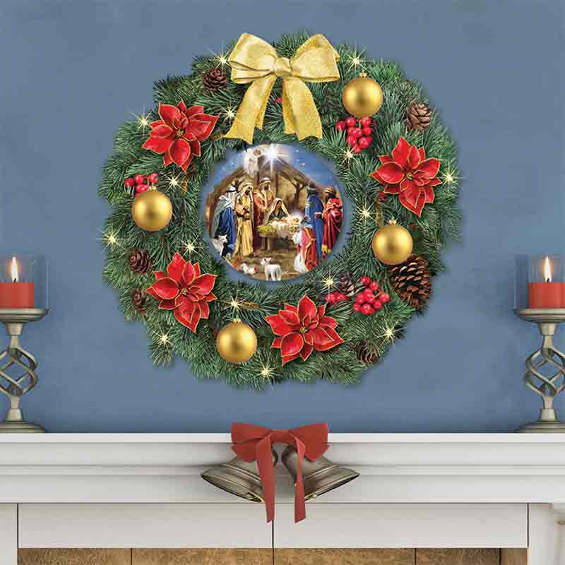 The Nativity Lit Christmas Wreath 1216 001 6 2