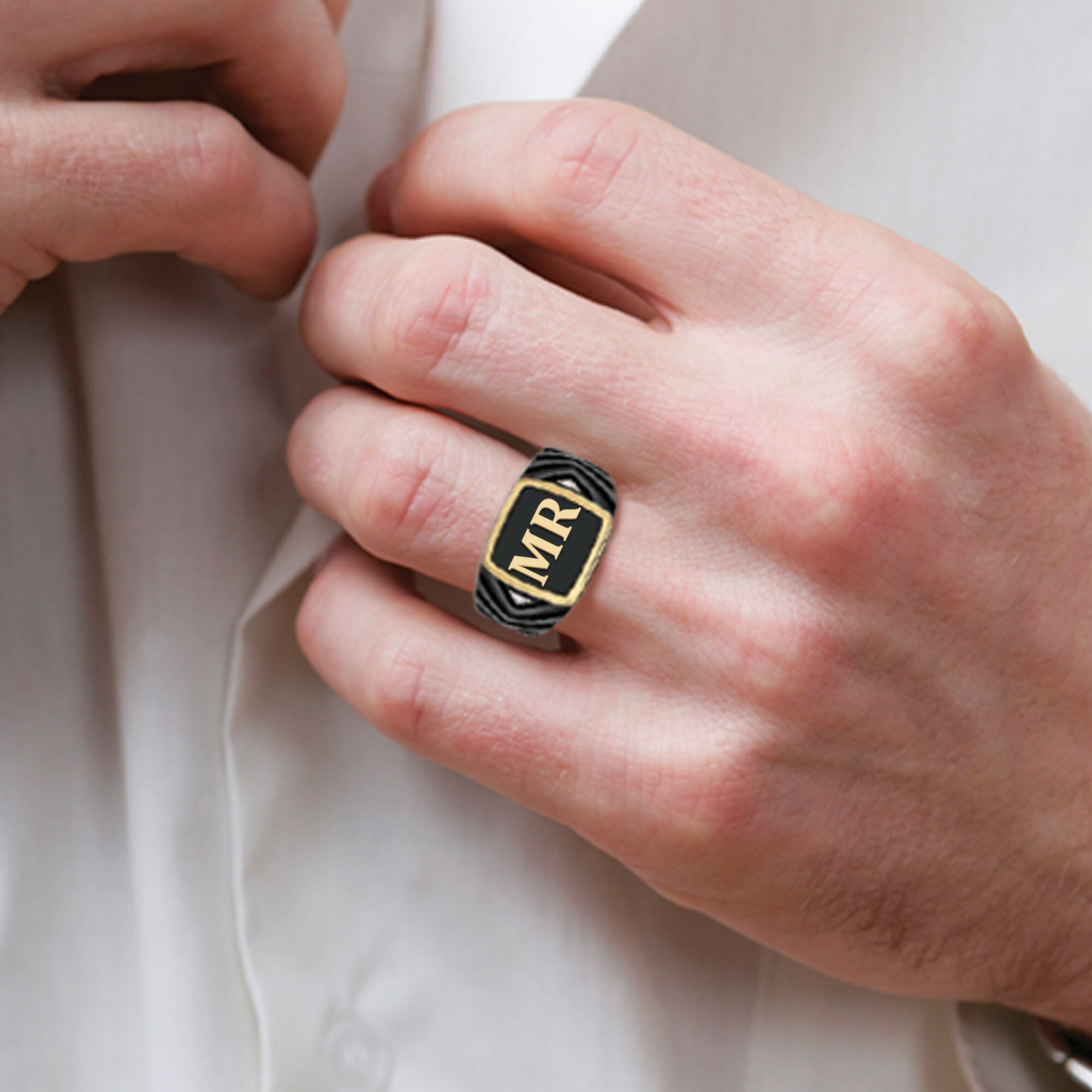 Black Chevron Mens Diamond Ring 11345 0019 m model