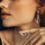 Cupid's Embrace Sterling Silver Necklace with FREE Matching Earrings, Cupids Embrace Sterling Silver Necklace with Free Matching Earrings 12199 0014 m model