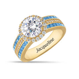 Personalized Birthstone Diamonisse Halo Ring 11317 0013 c march