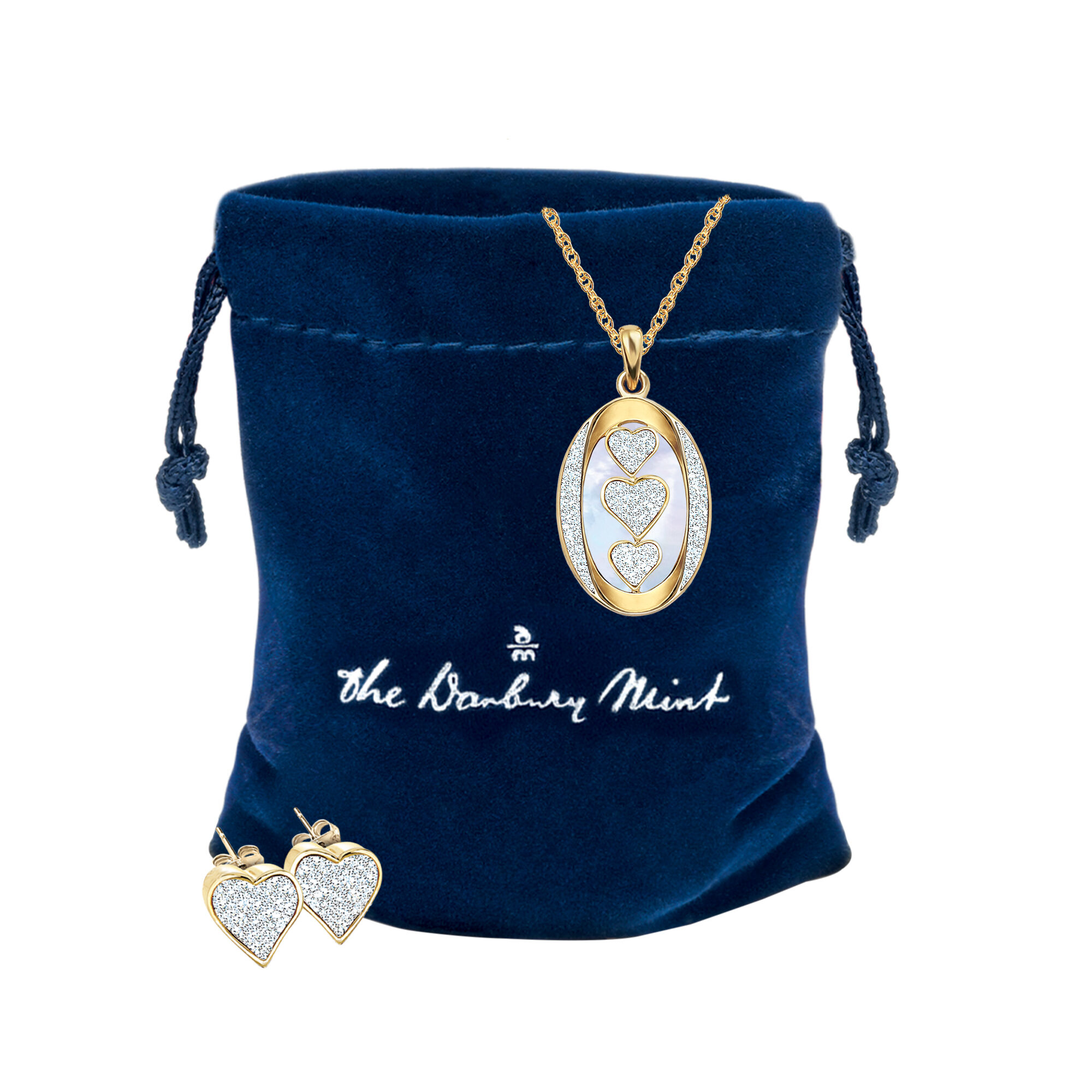 I Love You Personalized Diamond Pendant with FREE Matching Earrings 5238 0268 g gift pouch