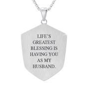 For My Husband Diamond Shield Pendant 6204 001 9 2