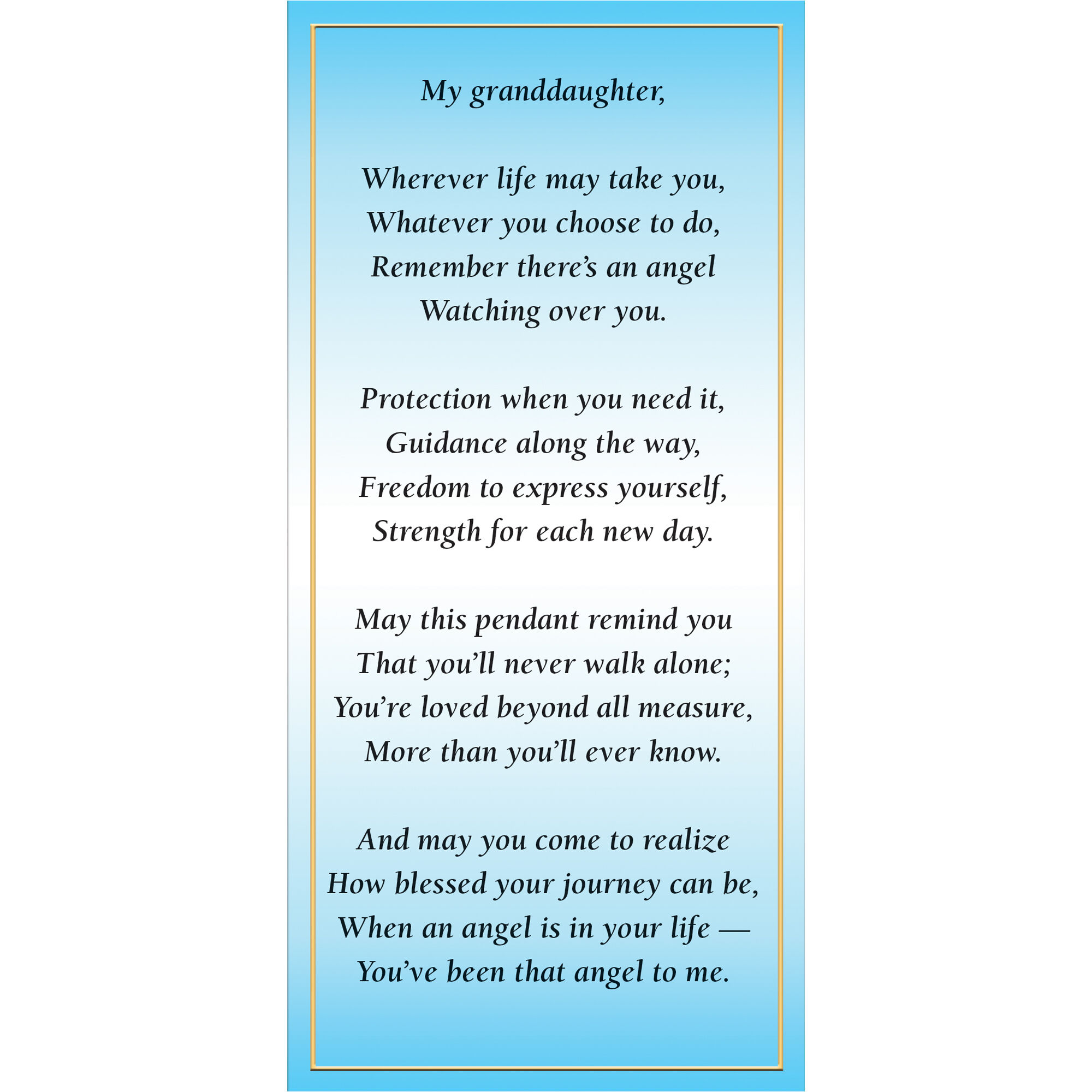 My Angel Granddaughter Diamond Pendant 6848 0011 b poem